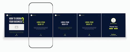 Carousel banner design with editable cellphone mockup. Cellphone carousel template post vector