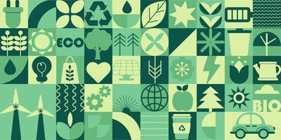 Geometric modern eco friendly background. Abstract nature in flat minimalist style. Bauhaus. Seamless pattern vector