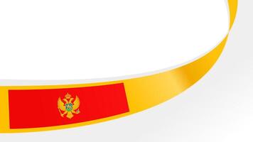 Curved ribbon with flag of Montenegro on white background with copyspace vector