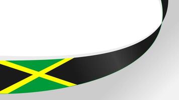 Curved ribbon with flag of jamaica on white background with copyspace vector