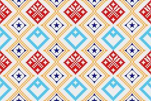 Pixel ethnic pattern oriental traditional. design fabric pattern textile Indonesian seamless Aztec style abstract vector