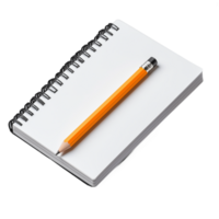 Spiral notebook with an orange pencil on a transparent background, ideal for concepts of creativity and writing tools. png