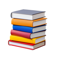 Stack of colorful books in vibrant shades on a transparent background representing education, reading, and knowledge. png