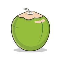Flat Green Coconut Illustration for Tropical and Food-Themed Designs vector
