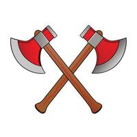 Rustic Crossed Axes Illustration with Textured Handles and Bold Outlines vector