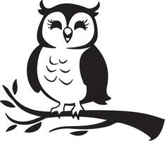 owl sitting on branch vector