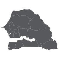 Senegal map. Map of Senegal in administrative provinces in grey color vector
