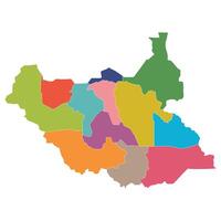 Map of South Sudan in administrative provinces in multicolor vector