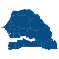 Senegal map. Map of Senegal in administrative provinces in blue color vector
