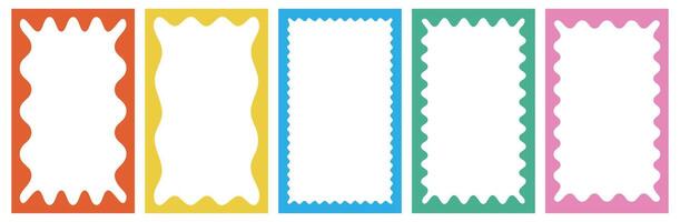 Wave scalloped edge wavy abstract frame. Retro aesthetic zigzag text box silhouette. Design elements rectangle for a social media story or post. vector
