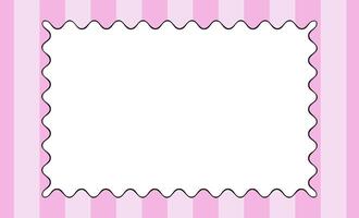 Horizontal curve frame on stroked pink background. Elements for greeting card. Rectangle boxes with curvy wiggly in flat style vector