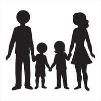 Silhouette of a family holding hands and standing together vector