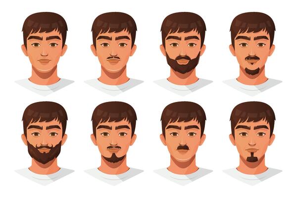 Various styles of men beards and mustaches