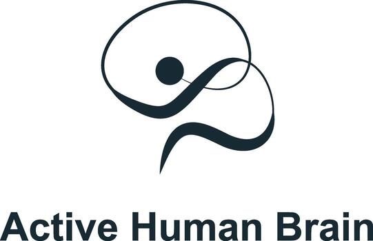 an active human figure in running posture with hand extend to create a brain showing brain activity vector