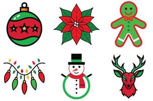 Set of merry christmas design elements vector