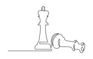 Single continuous line drawing chess pieces vector