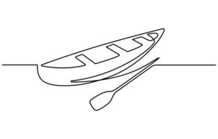 continuous line drawing canoe trails and rafting club with kayaking vector