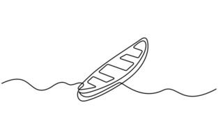 kayaking Single continuous line drawing canoe trails and rafting club vector