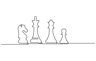 Continuous Line Drawing of Chess Icon vector