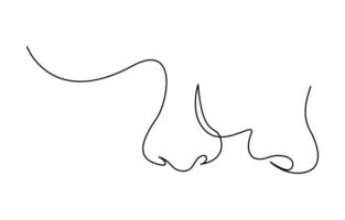 Parts of the face nose drawn in one continuous line vector