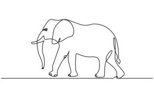 elephant Continuous one line drawing vector