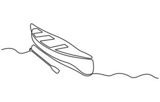 One single continuous line drawing boat vector