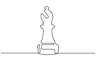 Continuous one line drawing of chess rook vector