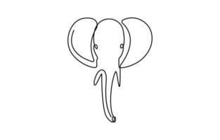 Continuous line of walking standing elephant vector