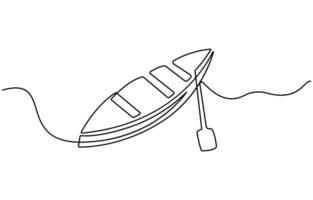 Animated self drawing of continuous line draw canoe trails vector