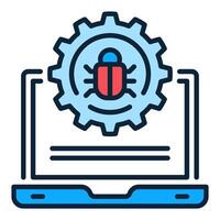 Computer Virus or Bug on Laptop colored icon or logo element vector
