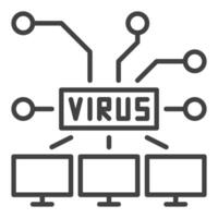 Computers with Virus PC network linear icon or symbol vector