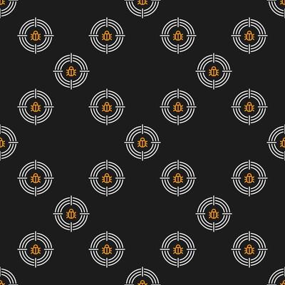 Computer Bug in Target Internet Security thin line seamless pattern