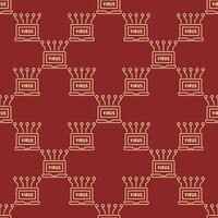 Computer Virus in Laptop linear seamless pattern vector