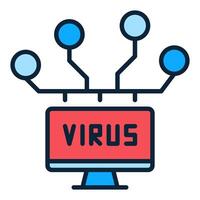 Computer Network with Virus colored icon or symbol vector