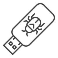 USB portable device with Computer Virus Security thin line icon or symbol vector