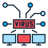 Virus on Computers PC network colored icon or logo element vector