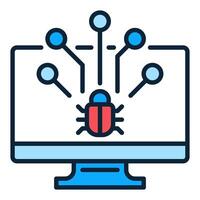 Computer Virus on PC screen colored icon or design element vector