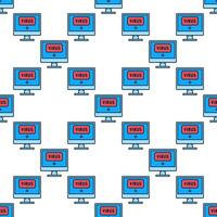 PC Computer Virus Malware colored seamless pattern vector
