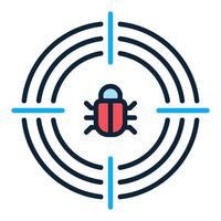 Computer Virus in Target Internet Security colored icon or symbol vector
