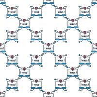 Virus on Laptop Screen Computer Virus colored seamless pattern vector