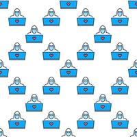 Laptop and Hacker colored seamless pattern vector