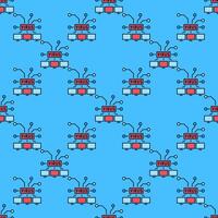 Virus on Computers PC network colored seamless pattern vector