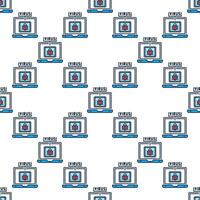 Laptop with PC Viruses colored seamless pattern vector