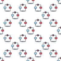 Computers connected with Viruses and bugs colored seamless pattern vector