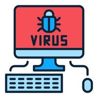 Virus on Desktop Computer colored icon or symbol vector