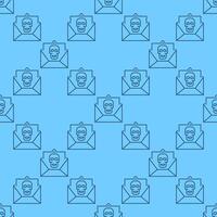Message with Computer Virus Spam thin line seamless pattern vector