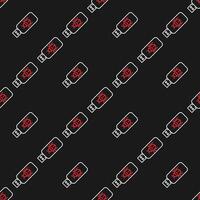 USB portable device with Computer Virus Security thin line seamless pattern vector
