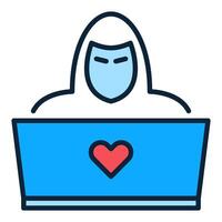 Laptop and Hacker colored icon or design element vector
