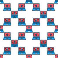 Laptop Screen with PC Virus Internet Security colored seamless pattern vector