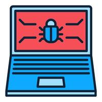 Laptop Screen with PC Virus Internet Security colored icon or symbol vector